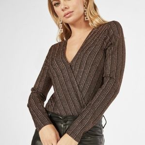 NWT JustFab shimmery blk/rose gold bodysuit